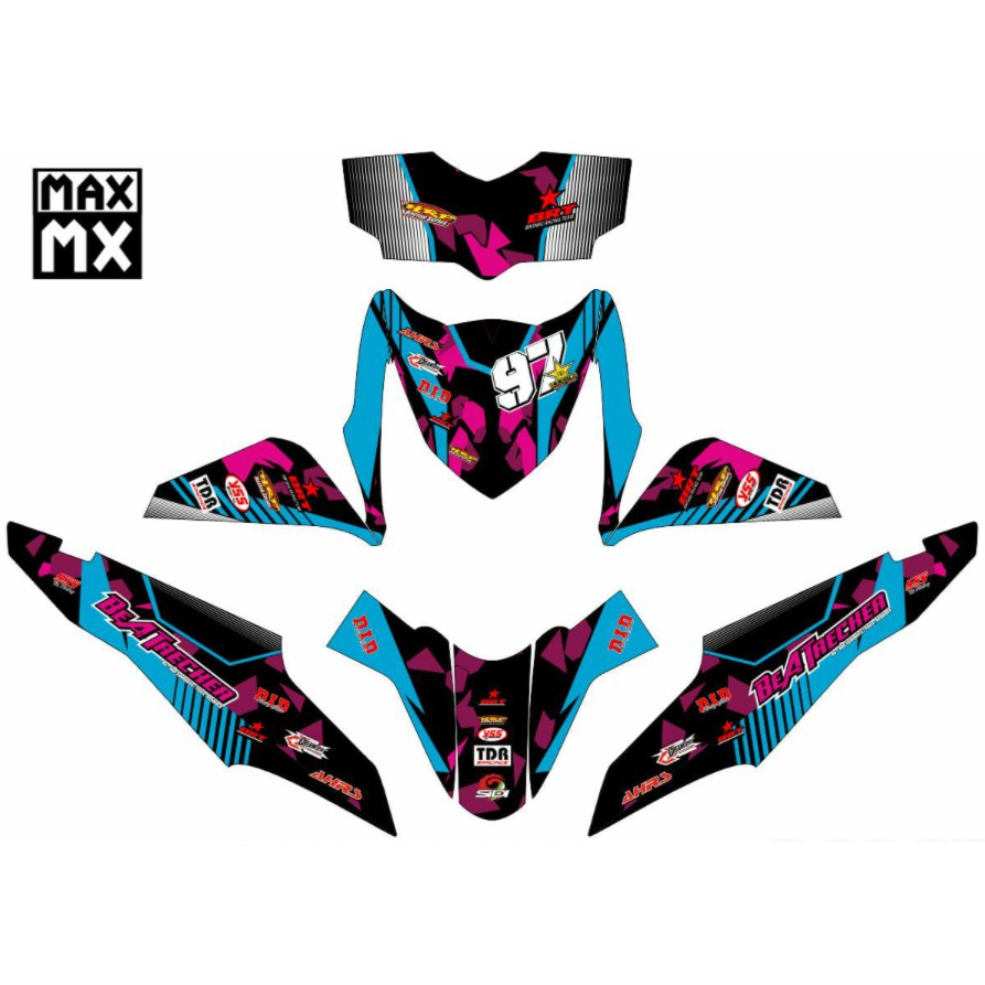 Decal Stiker Beat Injeksi Dekal Variasi Stiker Striping Custom Fullbody street racing hitam