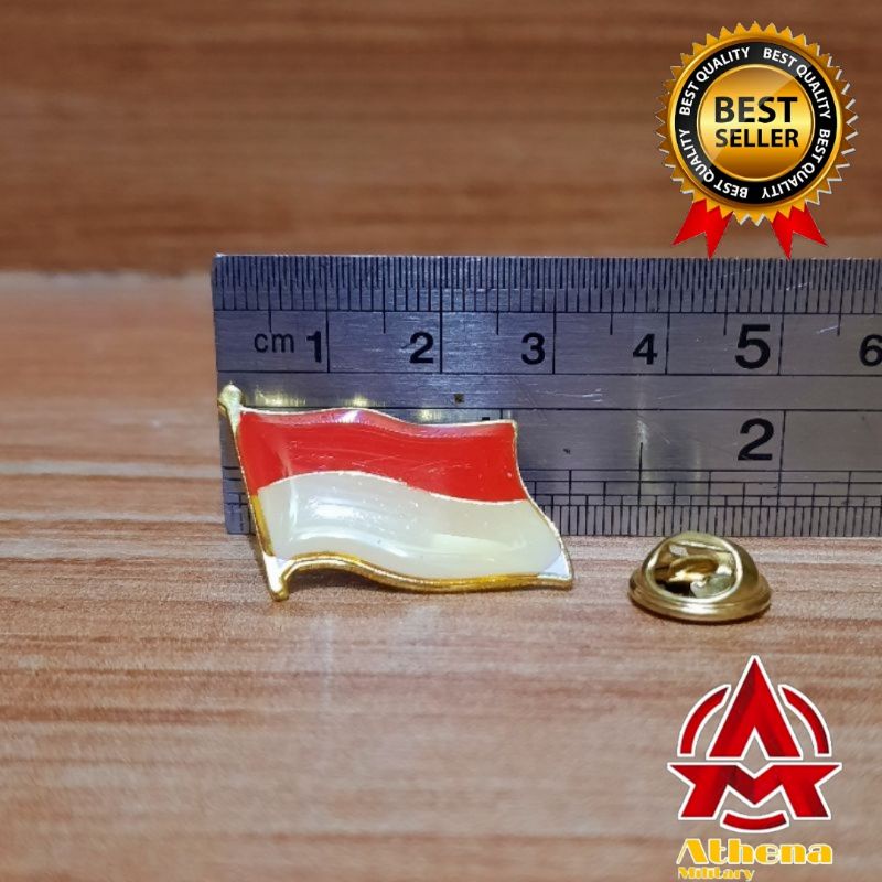 Pin Bendera Indonesia Berkibar Pin Bendera Merah Putih Berkibar 2.5cm Kuningan Paku Satuan