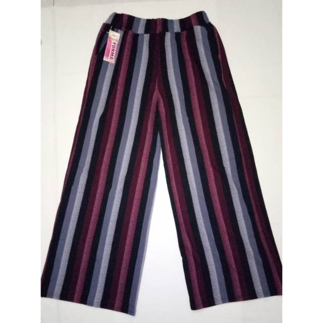 Celana Kulot Krep Motif Salur Besar // Celana Wanita Kulot Matt Crepe Termurah Grosir/Ecer