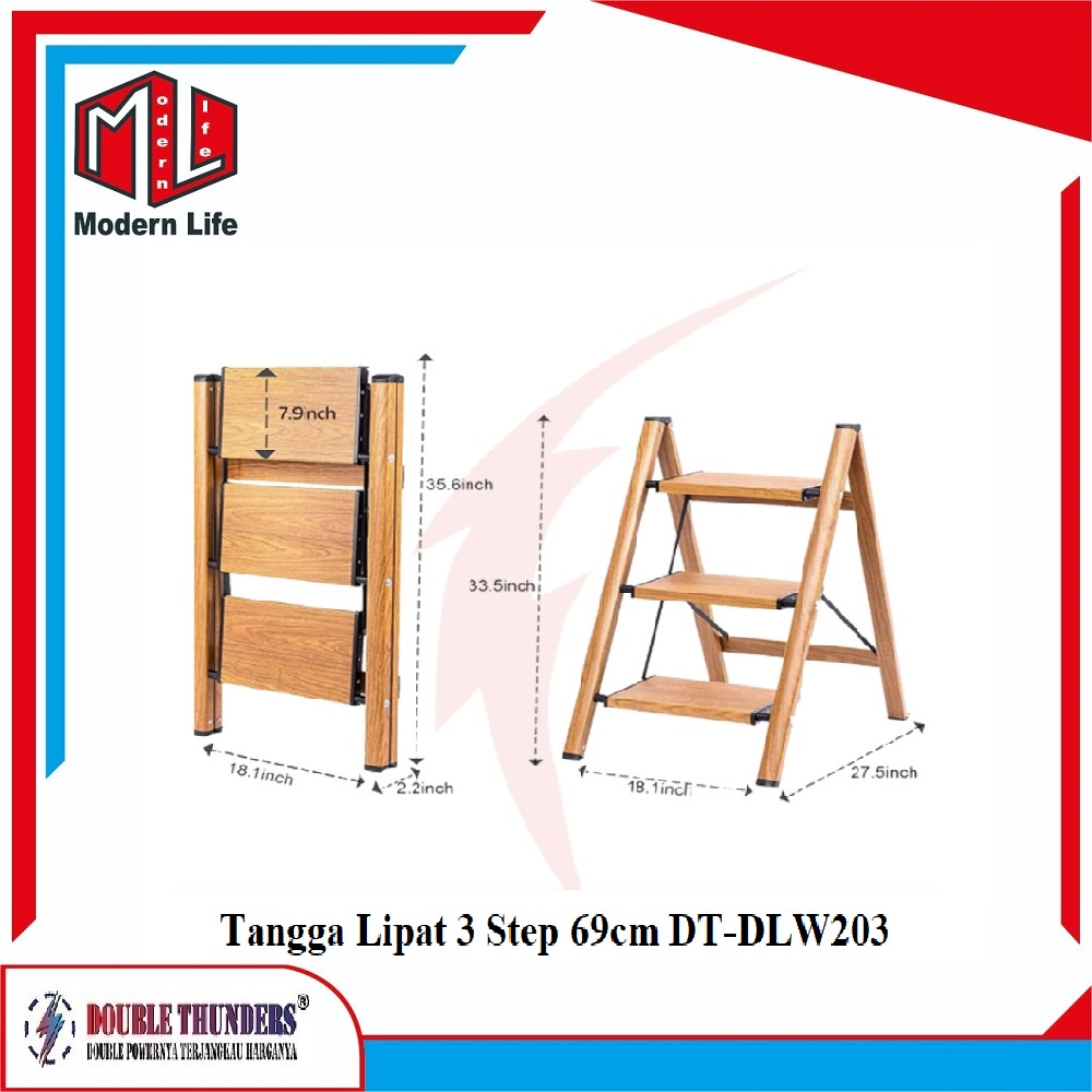 Tangga Lipat Portable Serba Guna Multi Fungsi 3 Step 69cm DT-DLW203