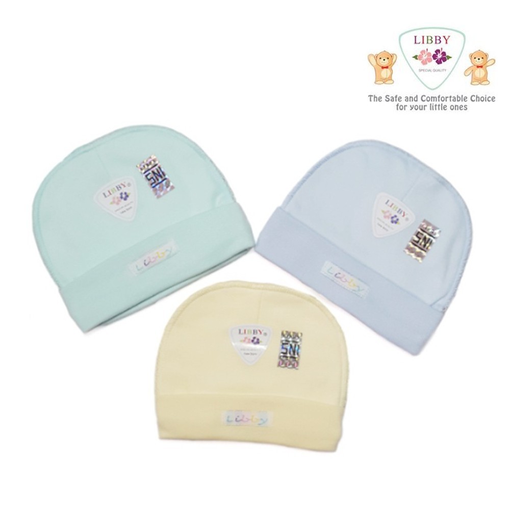 Libby Topi Bayi Polos Newborn 0-3m - Topi Kupluk Bayi Polos