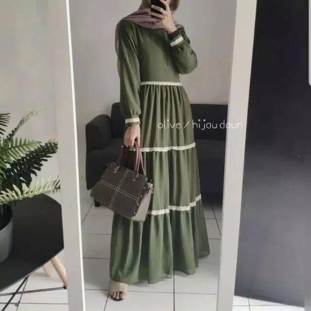 (GRIYA ALISHBA.ID) HOT PRODUCT ANINDYA MAXY DRESS RENDA SUSUN PREMIUM FASHION MUSLIMAH SYARIAH