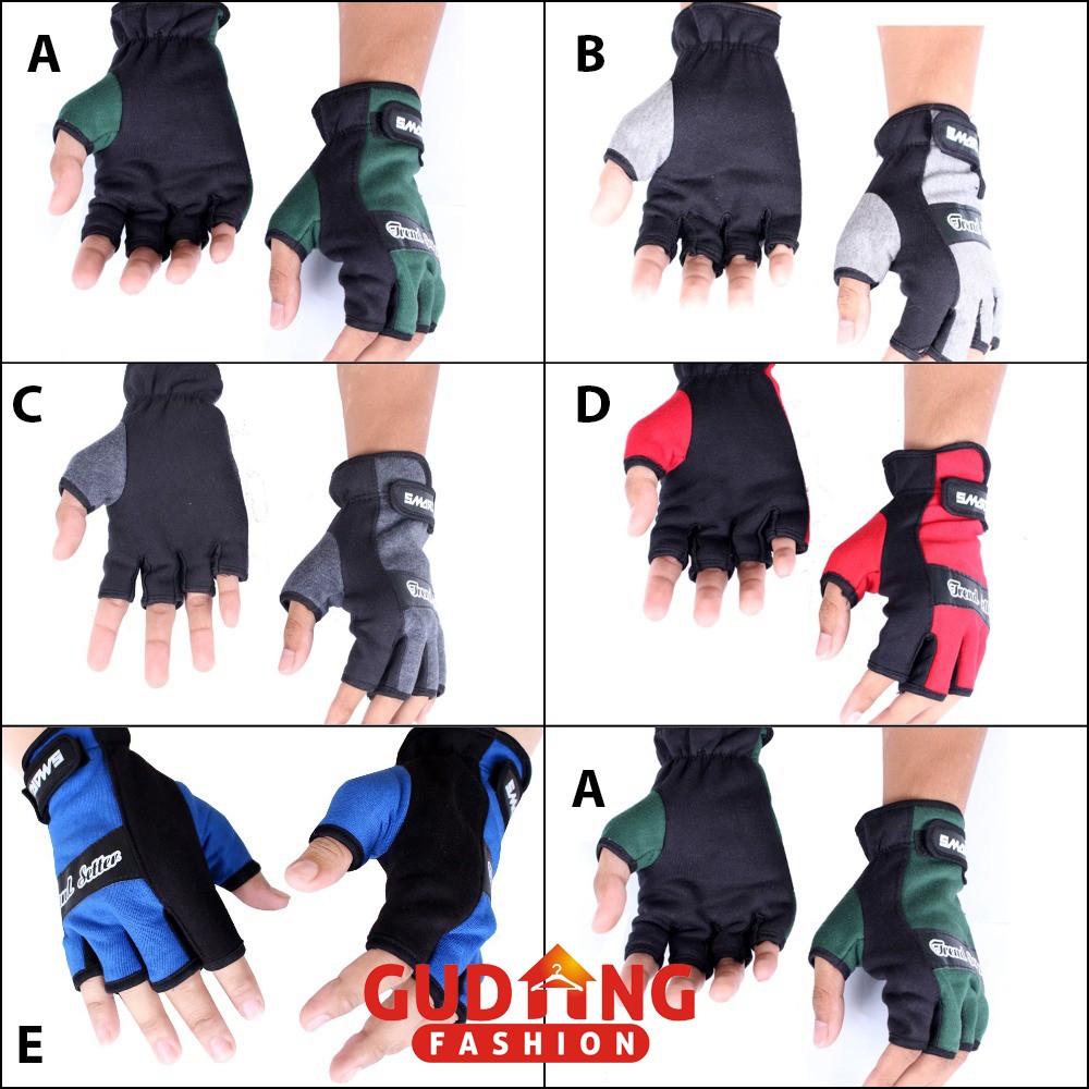 Sarung Tangan Unisex Setengah Jari Anti Slip untuk Sepeda / Motor Banyak Warna - MTR (COMB)