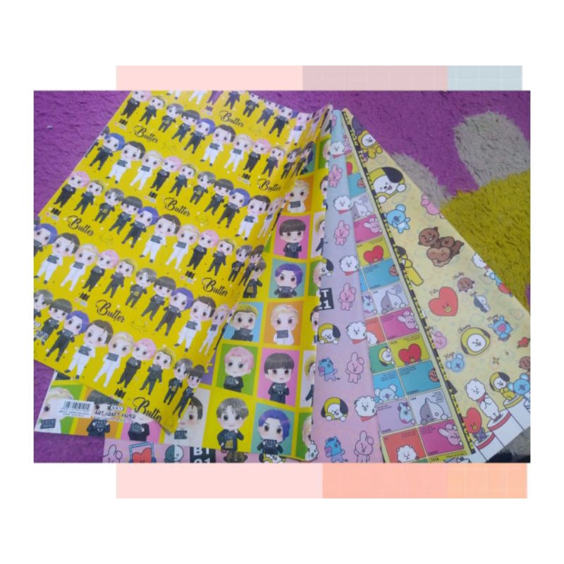 

untuk tambahan packing kertas kado bts bt21 (jangan sembarangan check out ya)