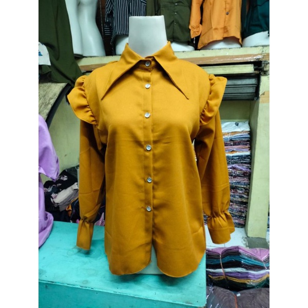 Kemeja Polos Wanita Atasan Blouse Casual model Andin Bahan Moscrepe