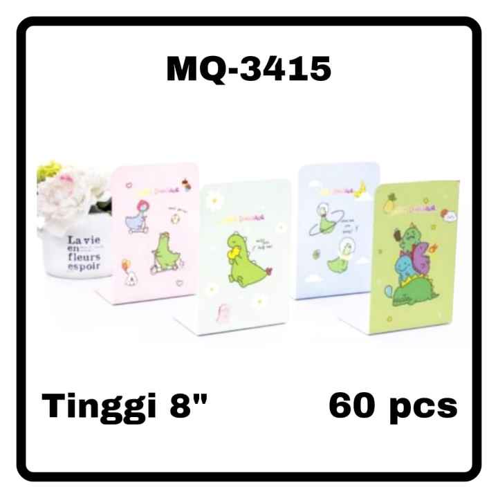 

ROYALE STATIONARY - STAND BOOK / Book END / PEMBATAS Buku MOTIF LOVELY DINOSAUR Bahan Besi dapat 2 pcs