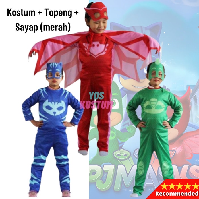 Kostum PJ Masks Anak Baju Import Karakter Laki Laki Perempuan Ultah