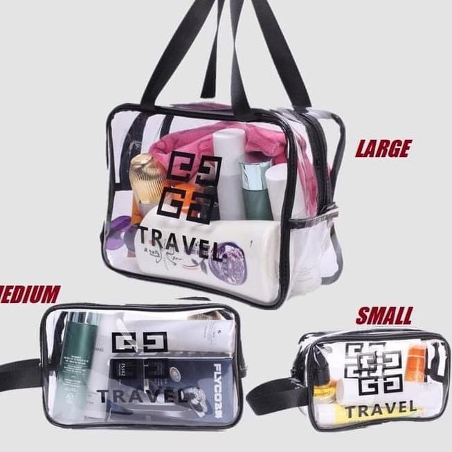 ✻ Tas kosmetik transparan plastik mika - tas toilet peralatan mandi F397 - size S ➧