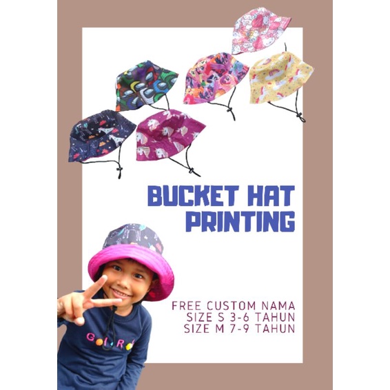 Bucket Hat Printing Gratis Cetak Nama Anak