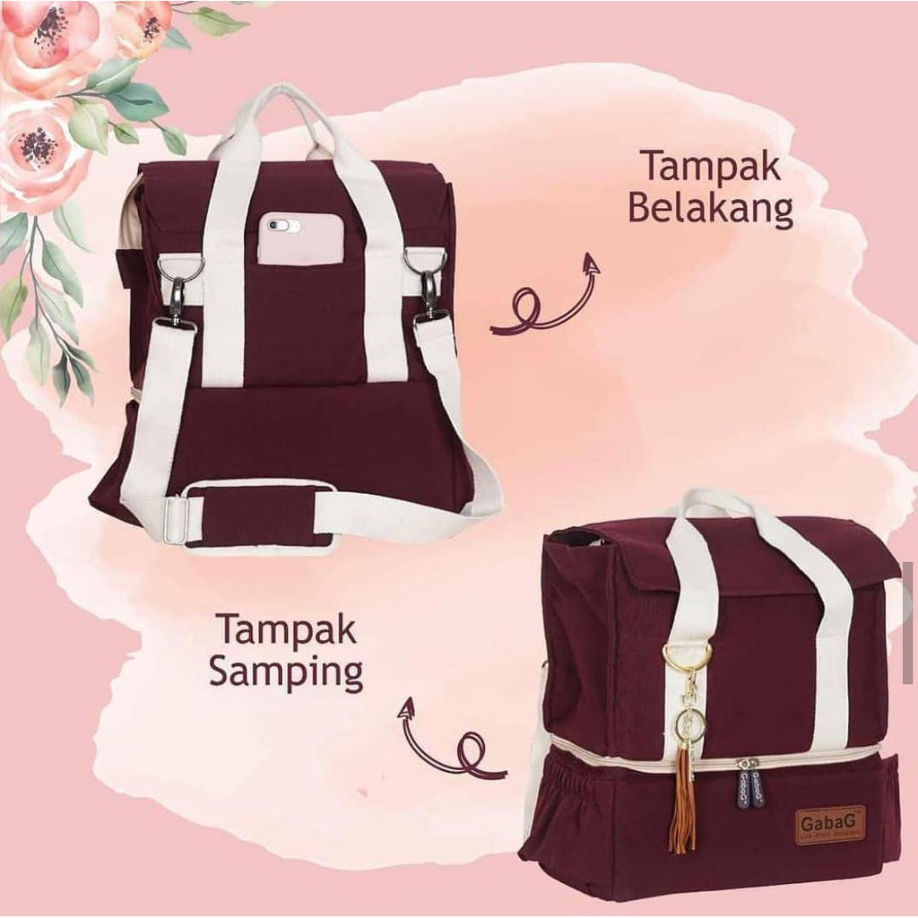 *NEW ARRIVAL* Gabag Executive Series Thermal Cooler Sling Bag Tas Cooler Pendingin Asi Bayi Free Ice Gel 500 gr - Rose / Caramel