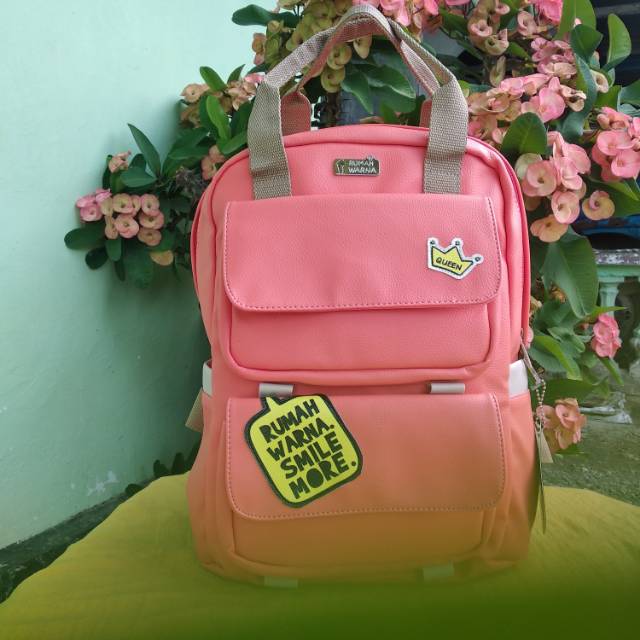  TAS  RANSEL LILI RUMAH  WARNA  CORAL Shopee Indonesia