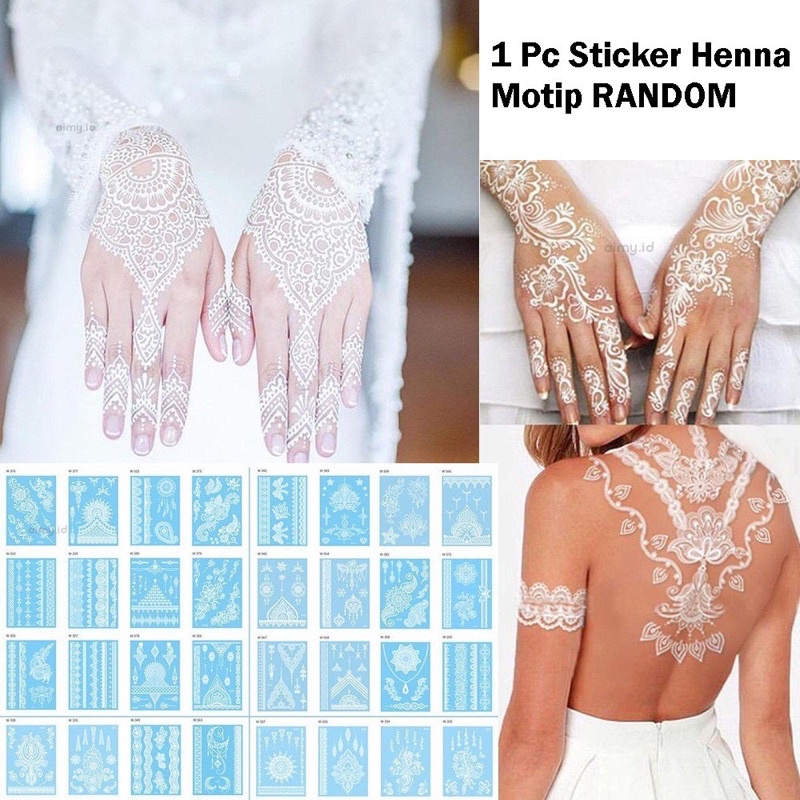 HENNA putih/ white INSTAN / HENA TATTO PENGANTIN (1 pcs 1 tangan)