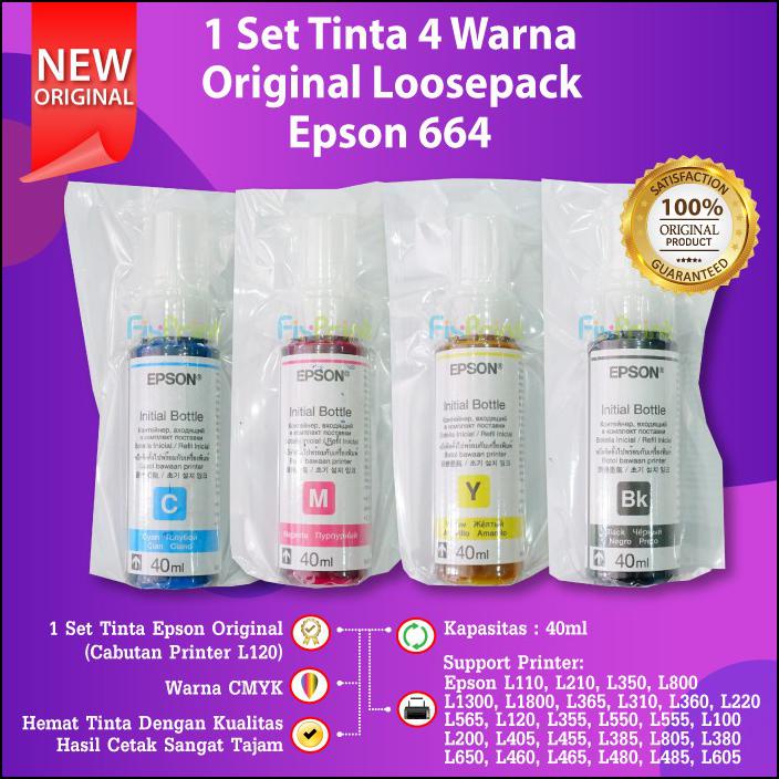 1 Set Tinta Printer Epson Original Ori 664 L220 L210 L350 L360 L1300
