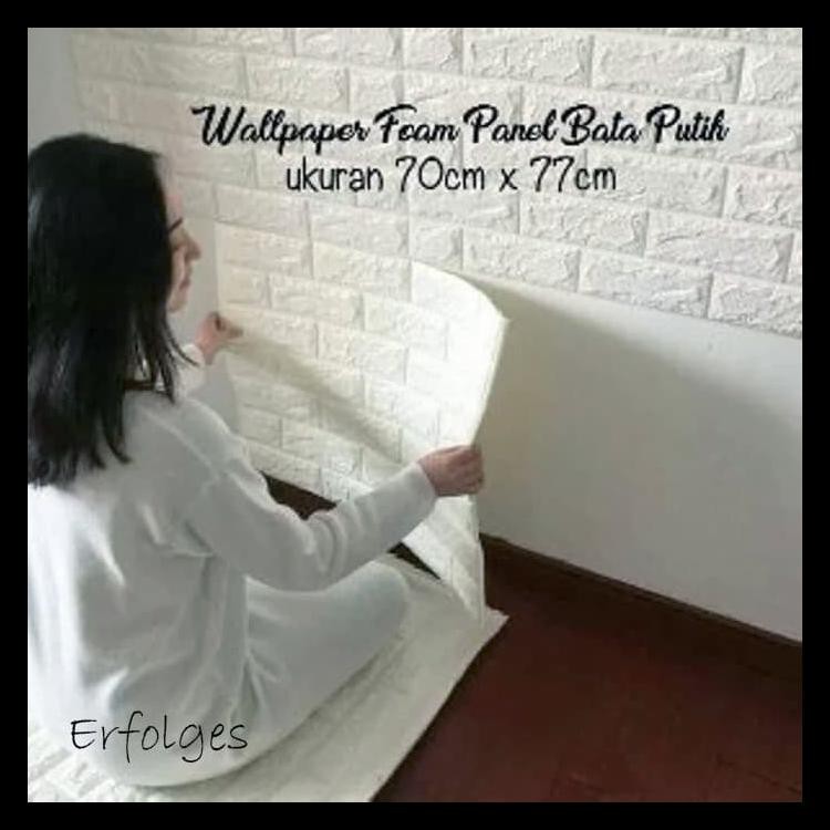 Wallpaper 3D Modern Foam Batu Bata Wall Sticker - Putih