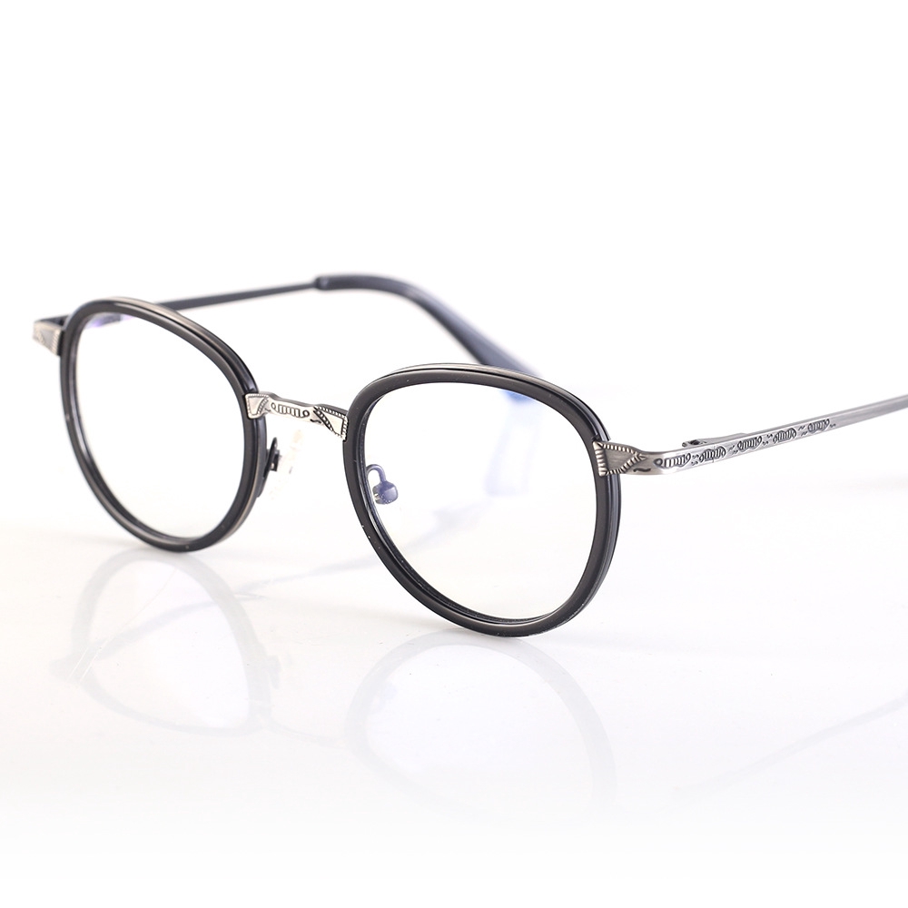 Kacamata Round Box Spectacle Frame 5553 Metal Match Board Glasses Frame