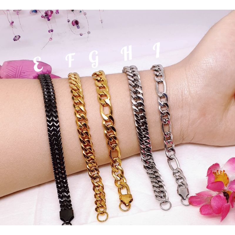 Gelang rantai tebal &amp; lebar titanium asli anti karat tidak alergi uk18- 20Cm GP-52