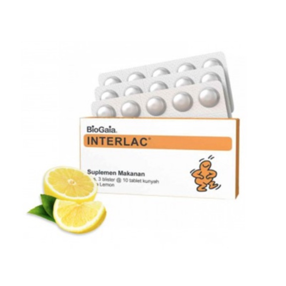 Interlac 30tablet Suplemen Makanan Vitamin Anak Kunyah Rasa Strawberry Jeruk Vitamin C Interlak