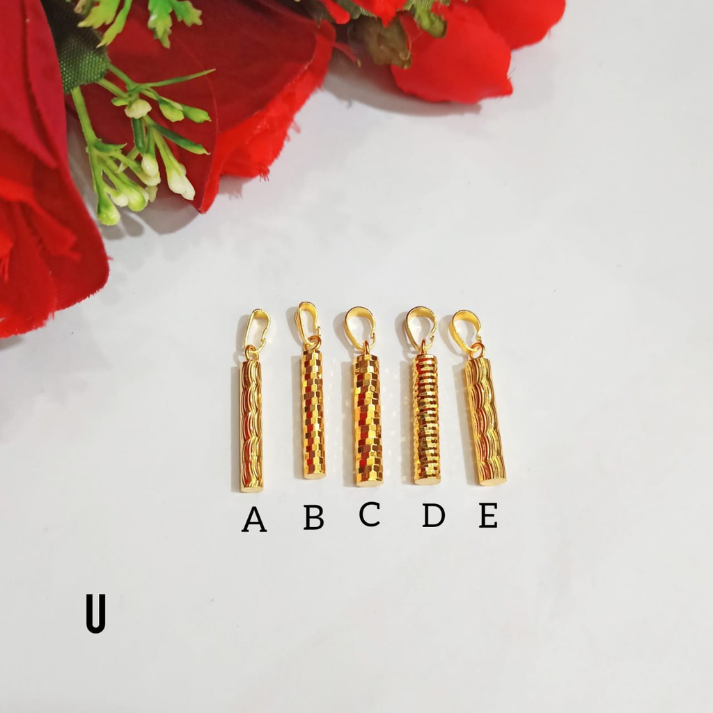 Liontin motif bambu gold varian ukir elegan simple,termurah,tidak karat(COD)