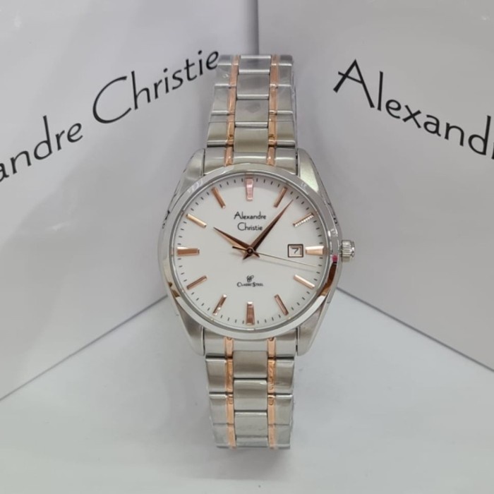 Jam tangan wanita Alexandre Christie AC 8515 AC8515 silver rosegold Garansi