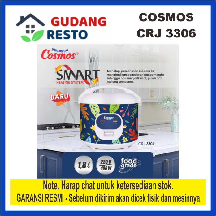 Cosmos Rice Cooker Magic Com CRJ 3306 1.8 L 3 in 1 anti lengket