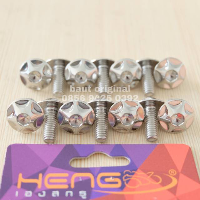 Baut payung probolt star silver stainless 6x15 drat 10 panjang 1.5 cm original heng thailand