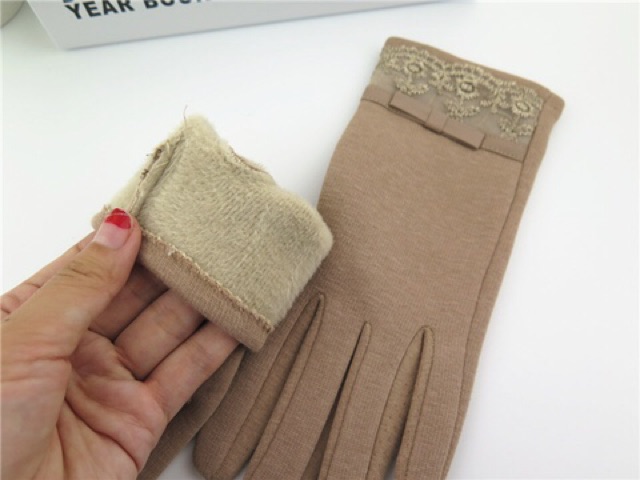 (Cacat Gudang) IMPORT Glove Renda New Sarung Tangan Touchscreen Lapis Bulu Musim Dingin Winter Woman Glove