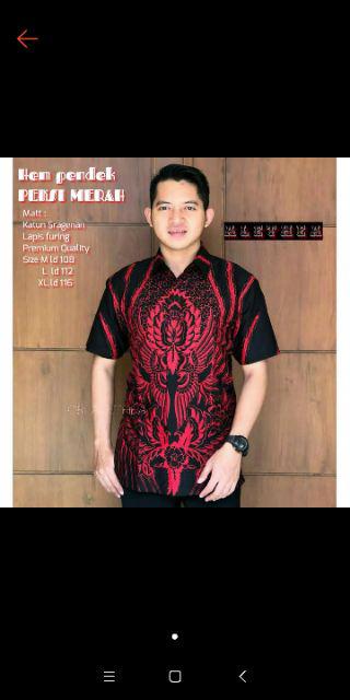 Peksi Merah Kemeja Batik Pria Batik Solo Modern Kemeja Pria Lengan Pendek Ori By Alethea