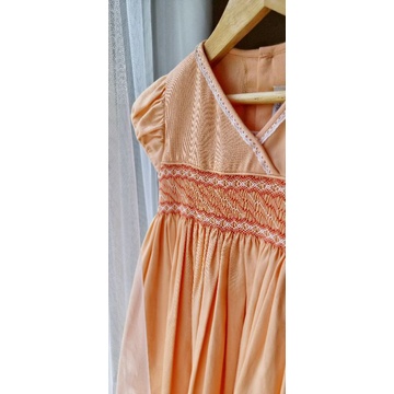 Pretty Stitches - Baju Anak, Smocked Dress, Peach Textured, Size 3