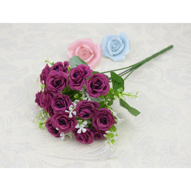 COD BUNGA MAWAR  BUNGA TANGKAI PLASTIK BUNGA ARTIFISIAL BUNGA PAJANGAN IMITASI BUNGA HIASAN BT9007-RED WINE