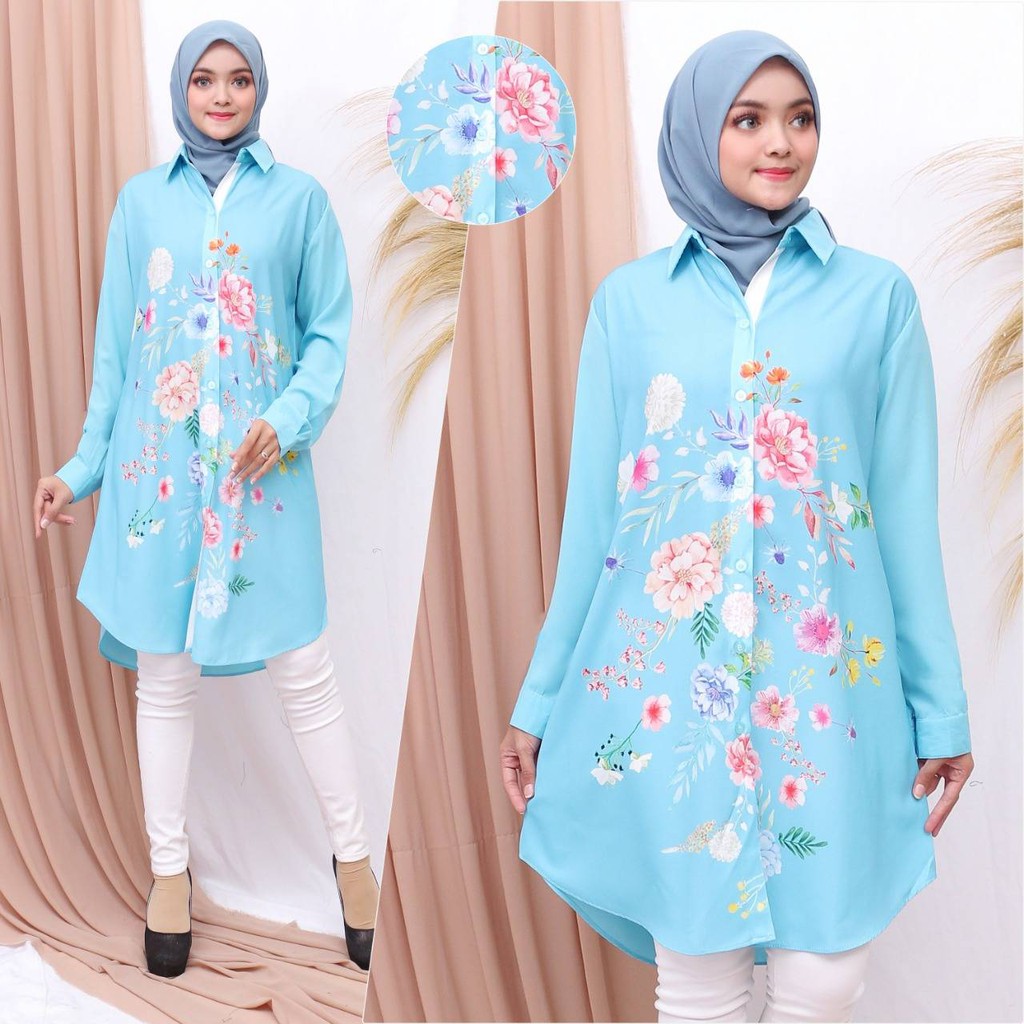 Tunik Wanita Motif Bunga Premium Import