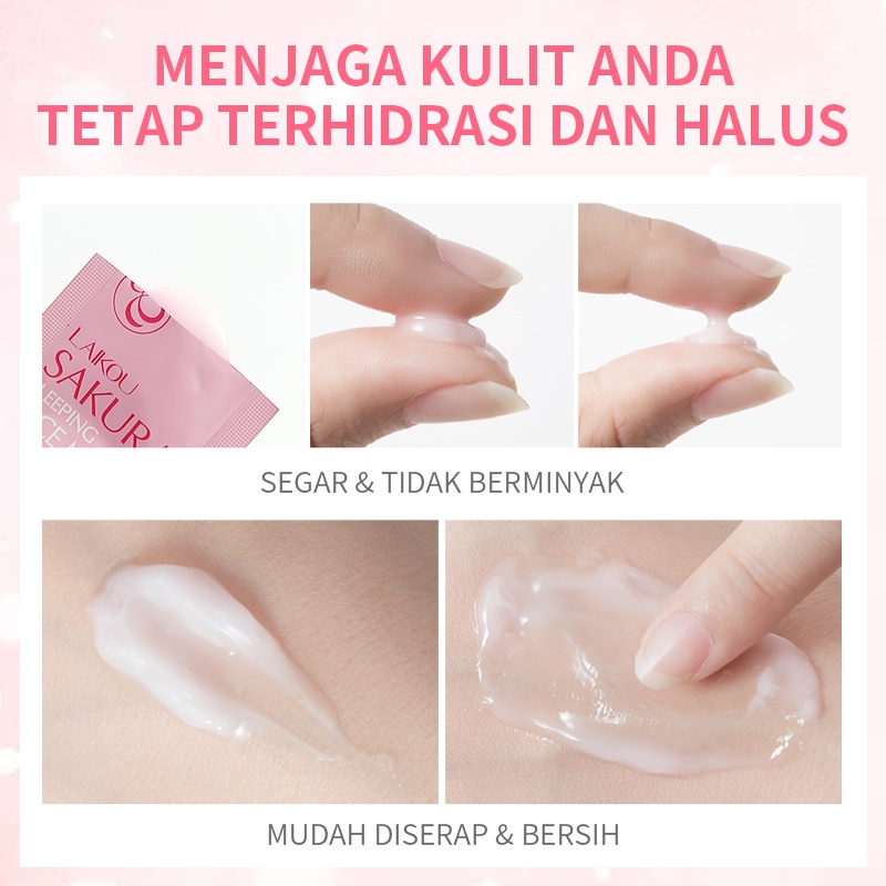 LAIKOU Masker Tidur Sakura Melembabkan Krim Gel Masker Menghilangkan Bintik 1pc 3g