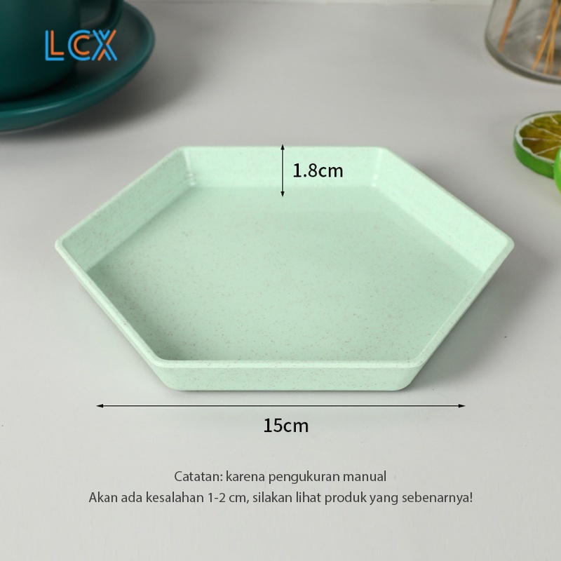 LCX Piring Kue 15 cm Wheat Straw Piring Makan Square Plate Kotak Warna Warni VS-86