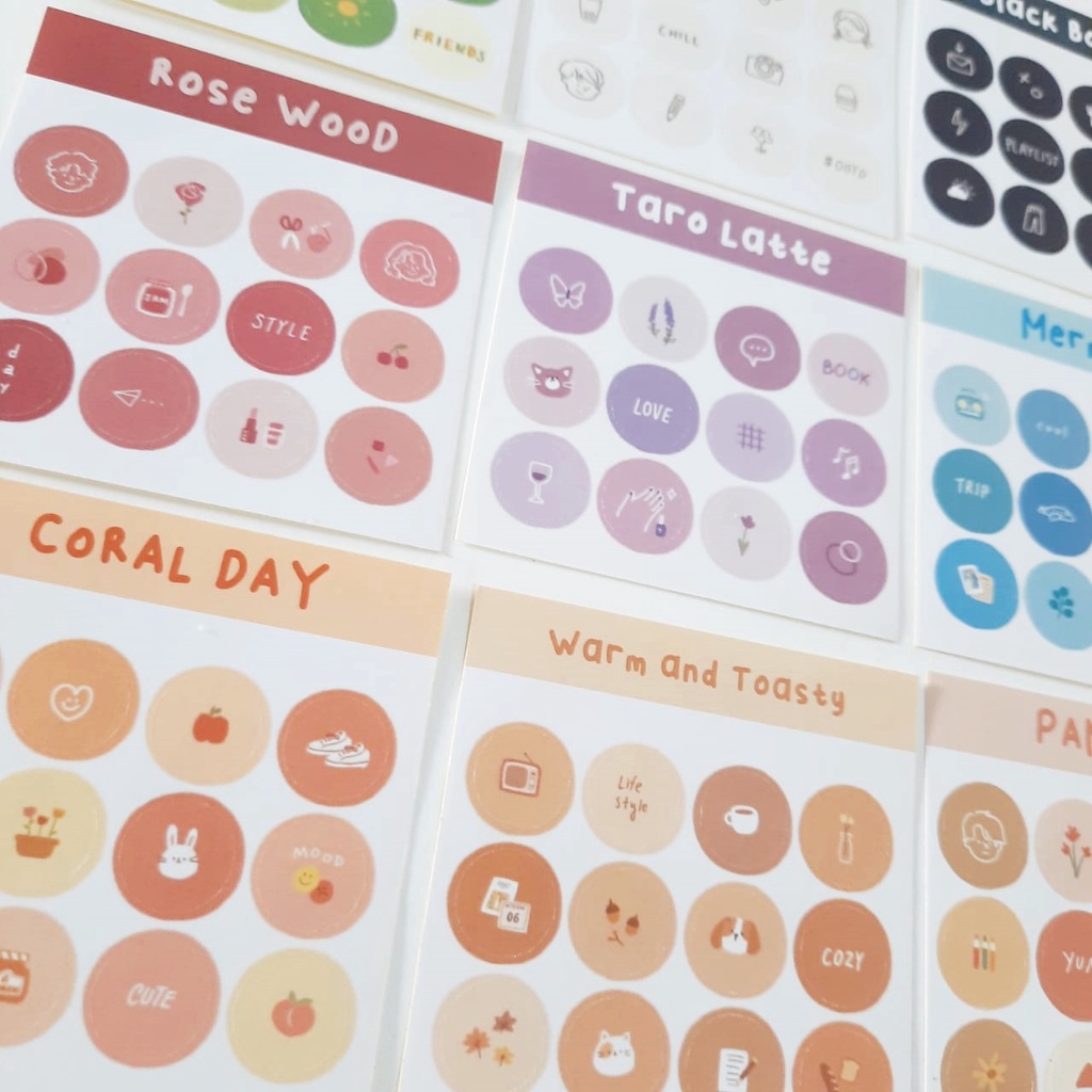 

sticker bulat dot pastel series untuk journaling scrapbook segel - mimimoist