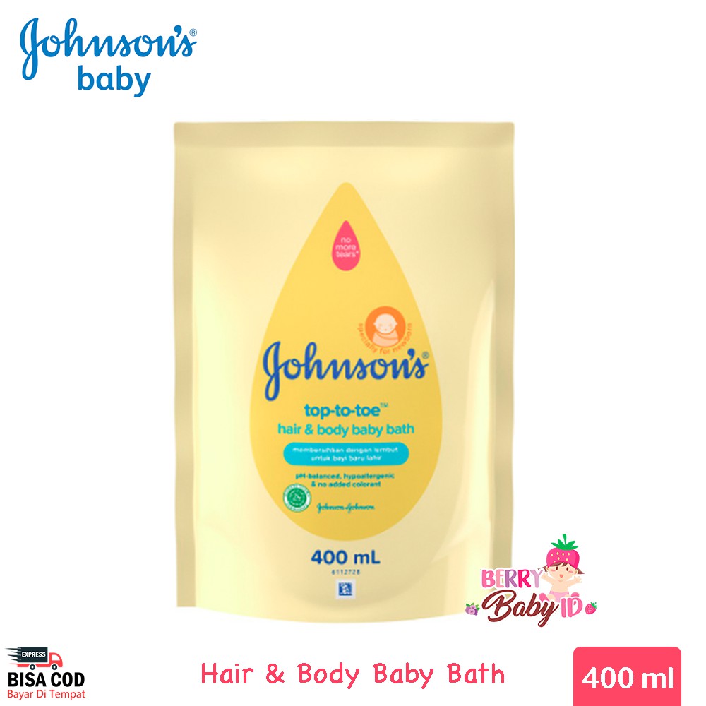 Johnson's Top to Toe Hair &amp; Body Baby Bath Shampo Sabun Refill 400 ml Berry Mart