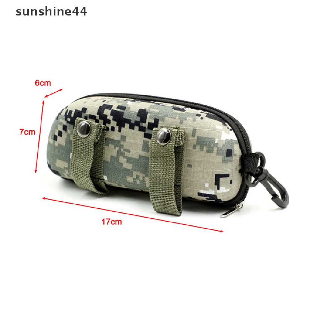 Sunshine Kotak Kacamata Hitam Portable Motif Camo Dengan Resleting Untuk Outdoor