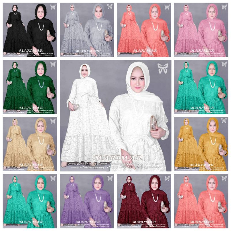 Gamis MaXi Brukat Marimar Ready L XL Jumbo Dan 5L