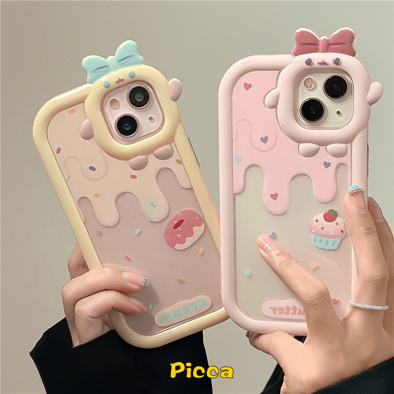 Ins Gadis Musim Panas Es Krim Case Redmi 10C A1 A1 +10A 910 9T 9A 9C 9C NFC Note9 8 11 11Pro+10 11s 10 Pro Max Plus PO CO M3 X3 NFC Pro 11Lite 3D Monster Kecil Soft Cover Lensa