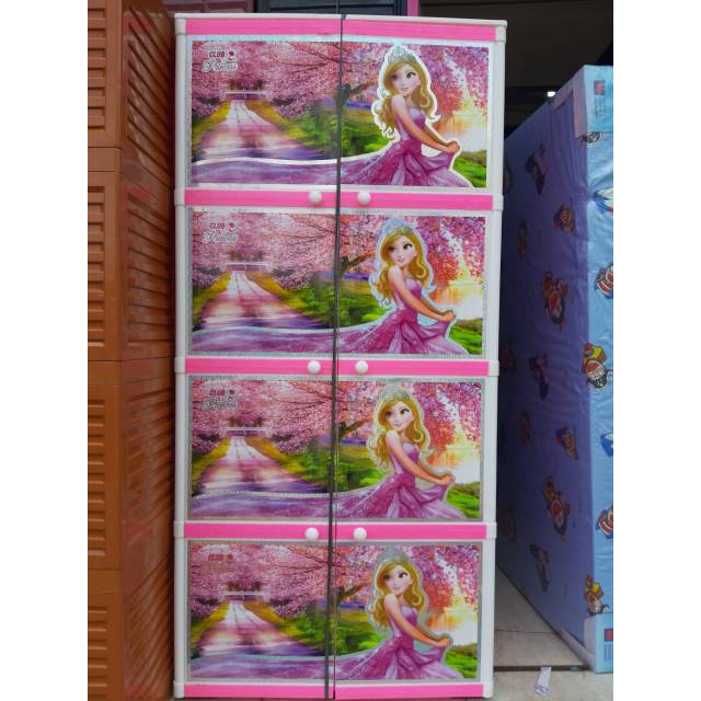 Lemari plastik club spectra susun 4 pintu 2 premium sekat tengah