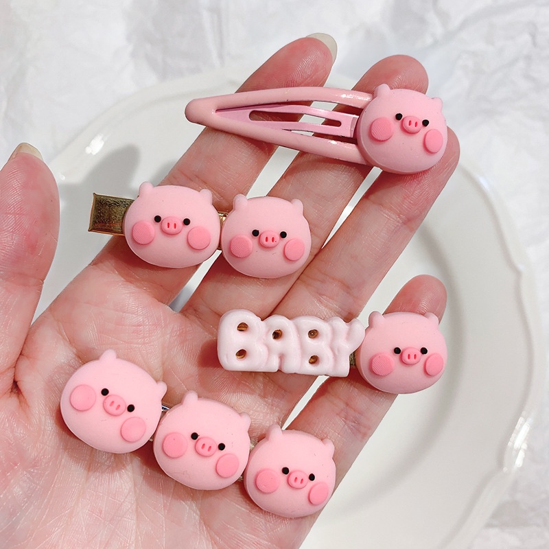 Pink Pig Hair Clip Heart Decoration Student Cute Liu Hai Clip Pink Hair Card Soft Sister Clip Headdress Girl Sexy Girl Jewelry