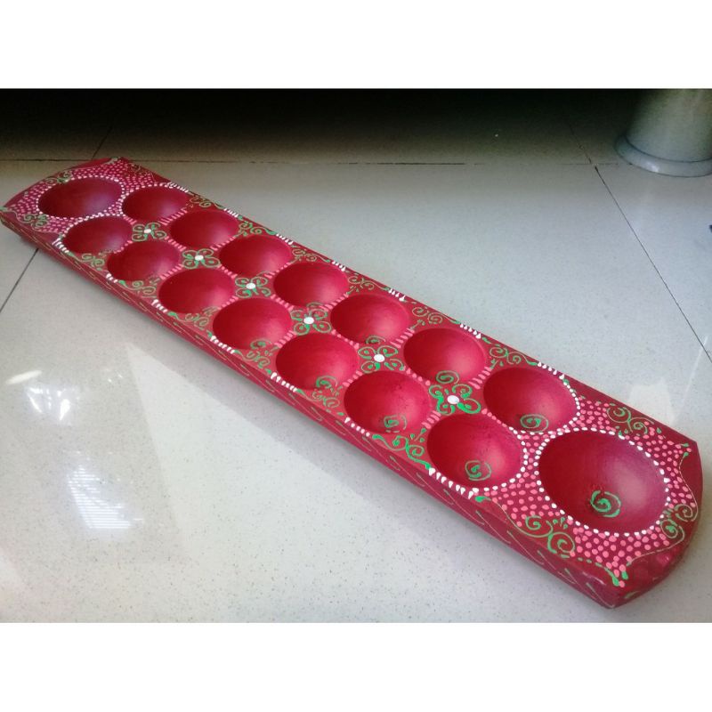 Congklak Dakon Kayu Motif Batik