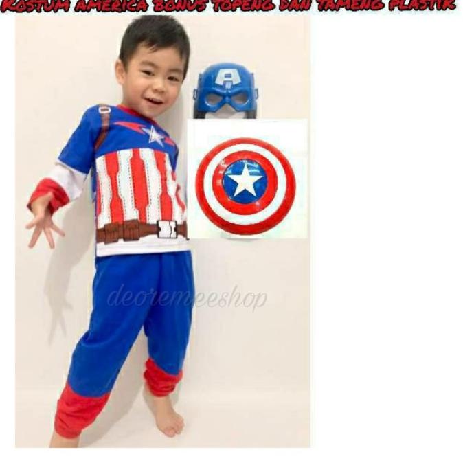 Baju Captain America Kostum Karakter Captain America Gratis Tameng