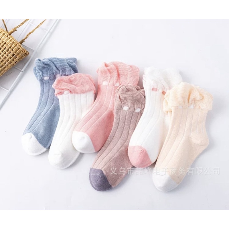 Kaos Kaki Anak Bayi Perempuan Pendek Tipis Model Stitch / Baby Socks