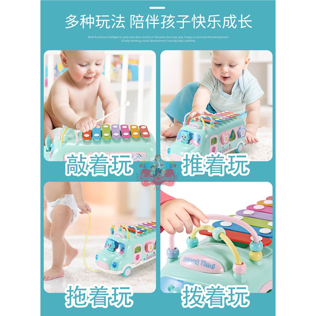 [BIG SALE] Mainan edukasi 3in1 bus puzzle music Xylophone/mainan edukasi puzzle bus 3 in 1