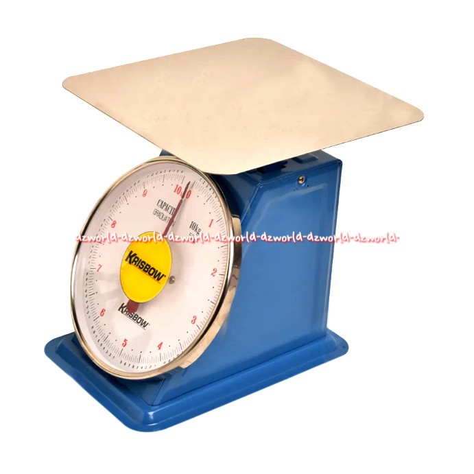 Krisbow Timbangan Barang 10kg Analog Manual Biru Timbangan Dapur 10 Kg Dengan Flat Pan Alat Datar Weigthing Kitchen Scale Kris Bow