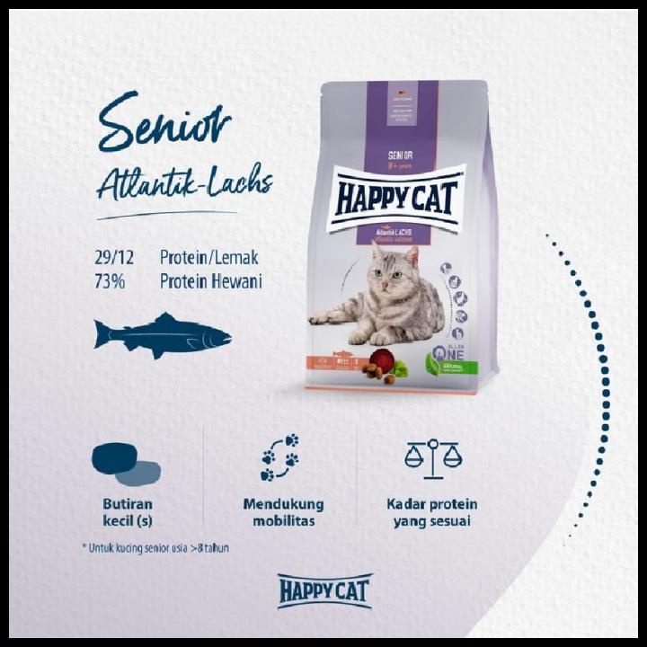 Happy Cat Senior Atlantic Salmon 300Gr - Makanan Kucing +8Th