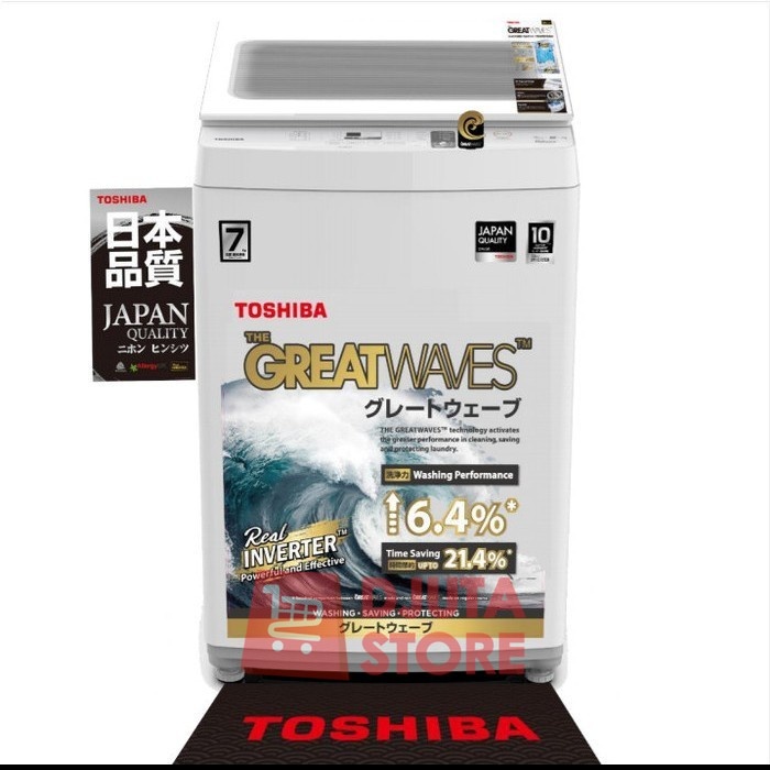 TOSHIBA Mesin Cuci Top Loading 1 Tabung Kapasitas 10 kg AW-J1000FN