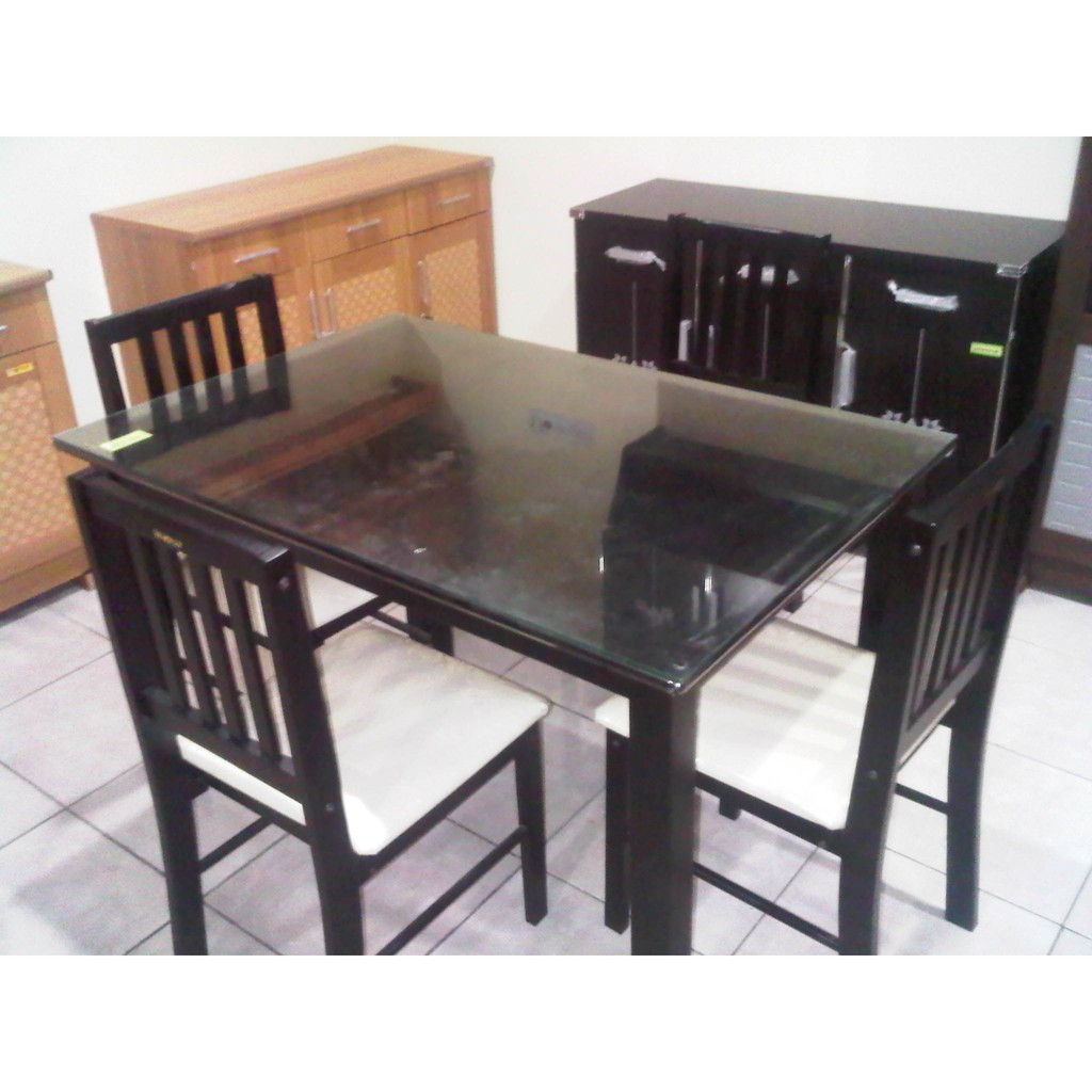 1 Set Meja Makan Kaca 4 Kursi Set Modern Minimalis TerLARIS