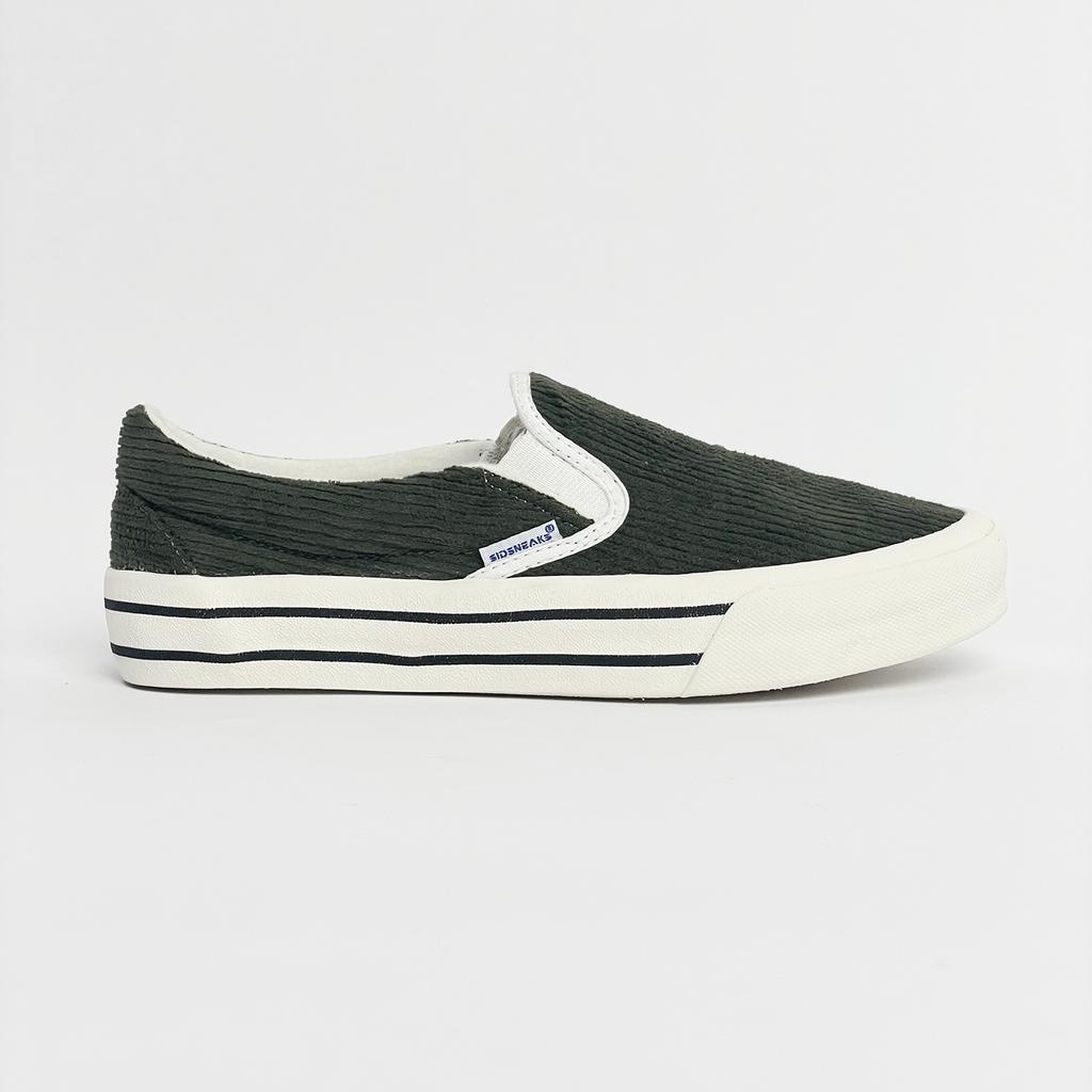 SIDSNEAKS - Sepatu Slip On Exelas Corduroy Olive Green