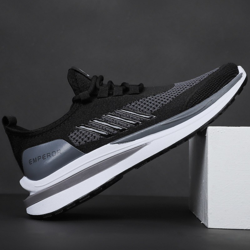 Emperor Hitam Polos | Sepatu Sneakers Running Gym Shoes Sports
