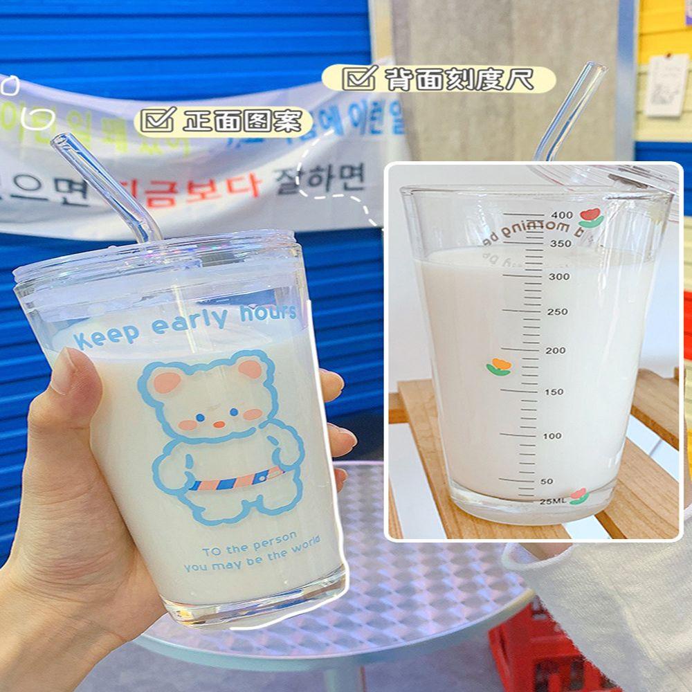 R-FLOWER Gelas Teh Fresh High Capacity Cute Cover Household Milk Cup